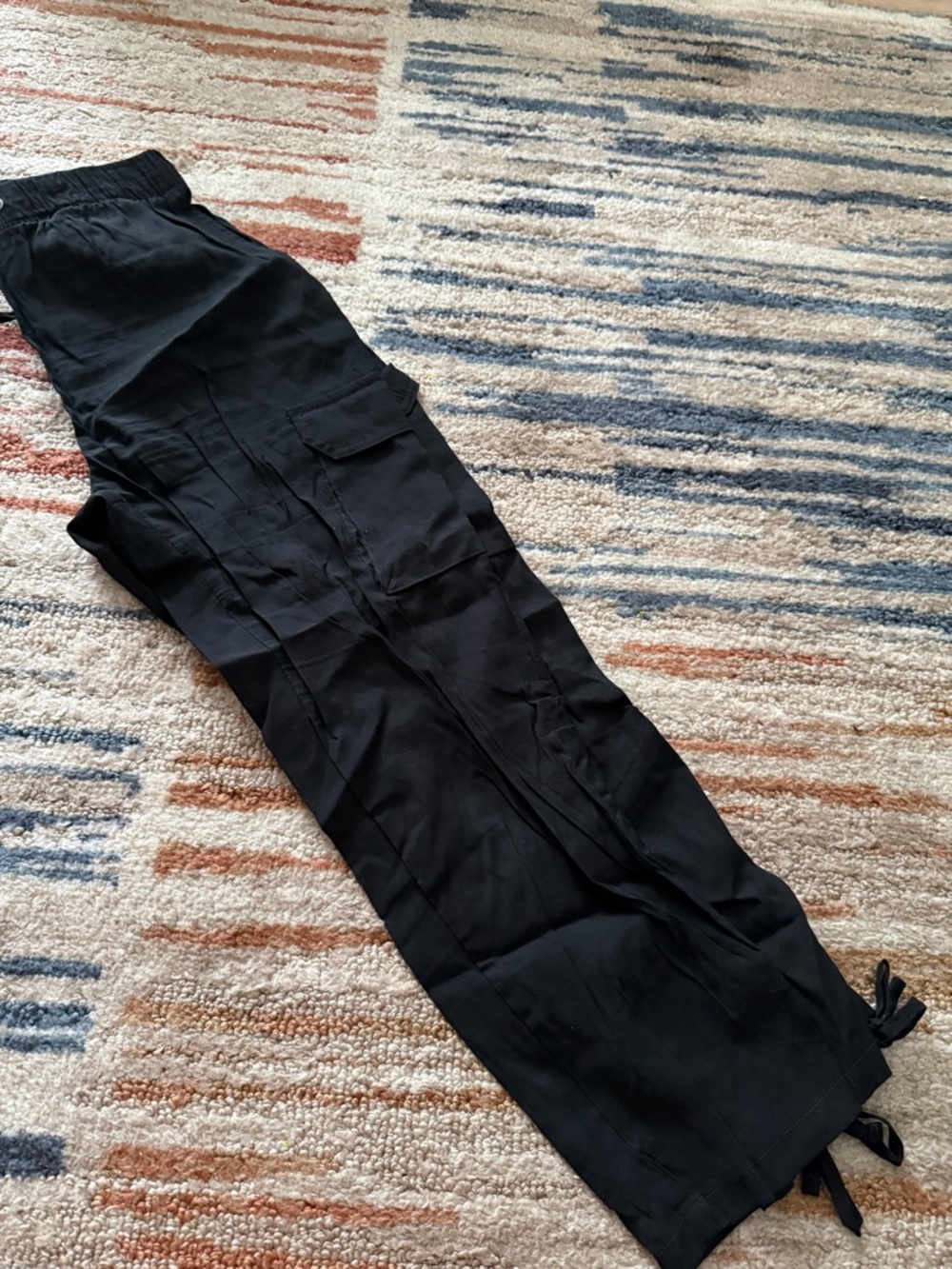 Black Cargo Drawstring Pants